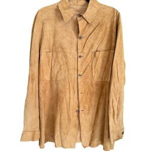 Vintage JOSE LUIS | Brown Suede Button Down Shirt New Old Stock | Large